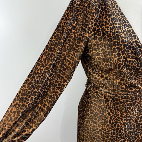 New J Crew Animal Print Velvet True Wrap Dress Size 0 V Neck Leopard Print - Picture 8 of 15